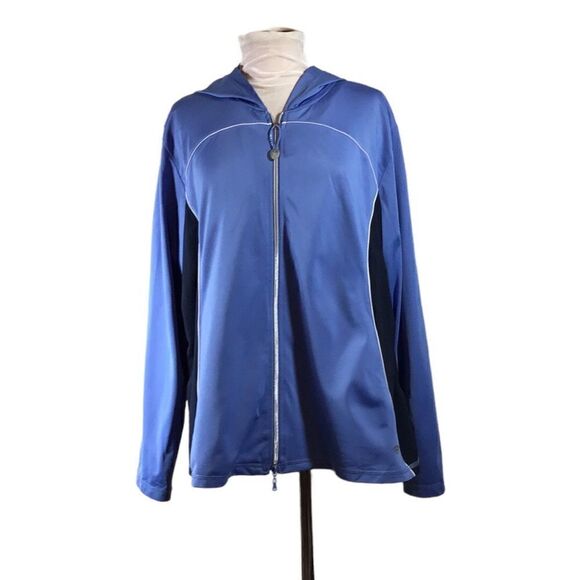 Oleg Cassini Sport Jacket Vintage Blue Hoodie Track Athletic Top Size 2X - Picture 1 of 14